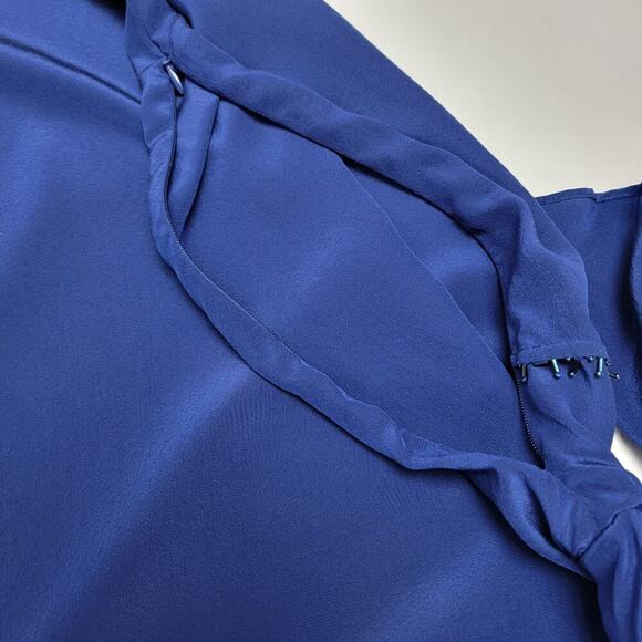 Sully Bonnelly Blue Silk Tunic 16W Asymmetric Long Fancy Beaded Hem 684 - Picture 10 of 12